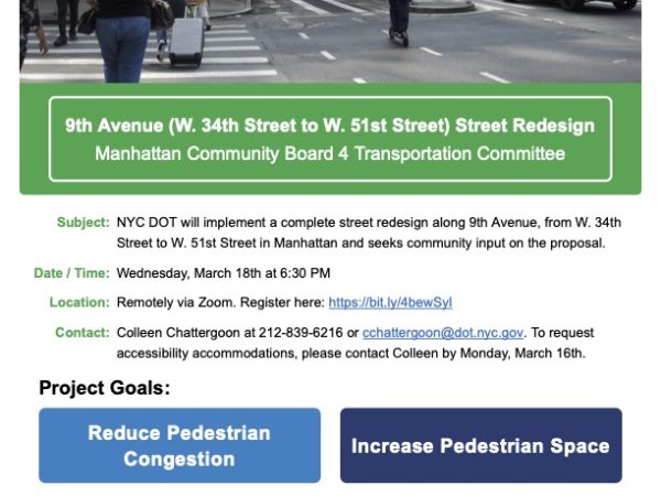 Join us: more pedestrian/bike space and a bus lane coming to Hell’s Kitchen